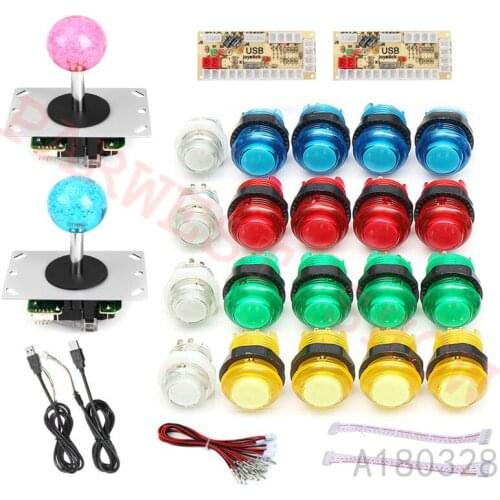Zero Delay Arcade cabinet DIY kit for 5V led push button + Crystal Balltop Sanwa type 5pin Joystick +USB Control Board to PC /Raspberry Pi