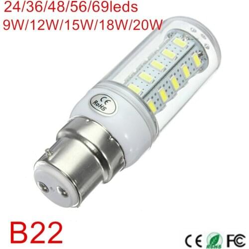 B22 Led Light Smart IC Drive AC220V 230V 240V 24 36 48 56 69 Leds 5730 Corn Bulb lampada led Lamp Candle Spot light Lighting