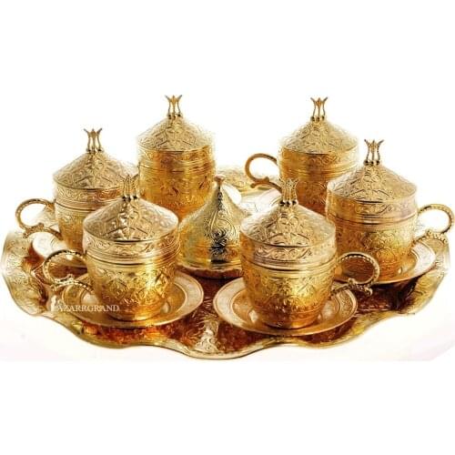 WHITE-YELLOW-MINI-ANTIQUE COPPER-ANTIQUE SIX-YELLOW COFFEE SET-DOUBLE COFFEE SET - SIXED COFFEE SET FREE SHİİPİNG