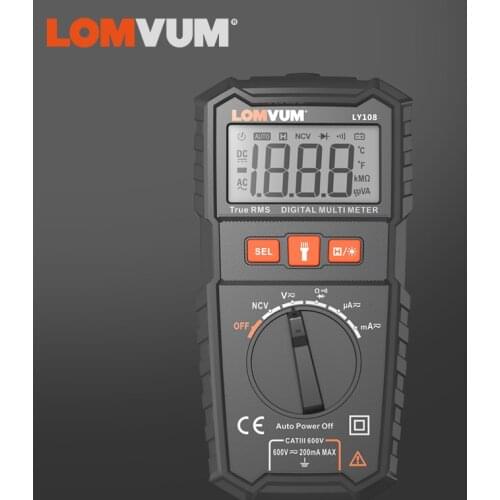 LOMVUM NCV Digital Multimeter Auto Ranging AC/DC voltage Meter Flash Back light Large Screen Ohm Tester