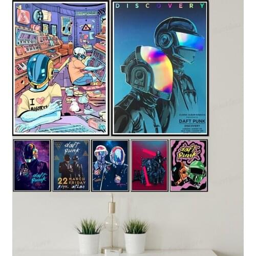 Designs Daft Punk Canvas painting decoration Abstract Art photos Funny Wall Sticker for Coffee House Bar