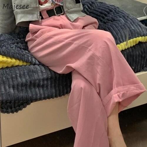 Jeans Women Denim Pink Sweet Girls Harajuku Wide-leg High Waist Full Length Trousers Students All-match Korean Style Chic Casual