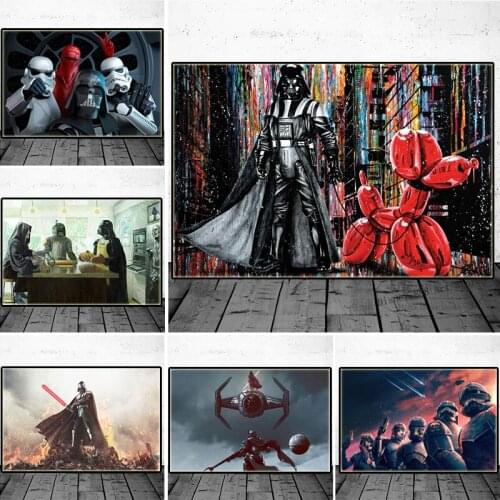 Canvas Painting Print Star Wars Movie Posters Darth Vader Stormtrooper Retro Graffiti Wall Art Cuadros Living Room Decoration
