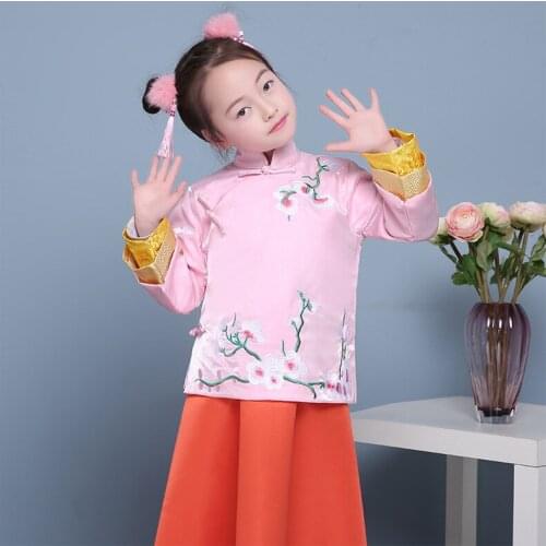Chinese Traditional Clothing for Children Hanfu Princess Costume Top + Skirt Ancient Costume Nation Performance Dance Dress