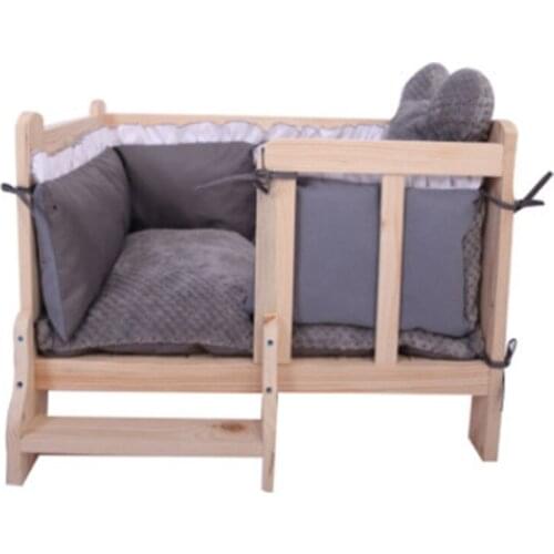 Solid Wood Teddy Dog Pet Bed Large Medium and Small Dog Pet Bed Cushion Furniture Supplies