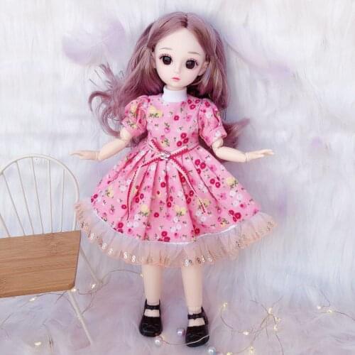 22 Movable Joints BJD Doll 12 Inch 30cm 1/6 Makeup Dress Up Cute Dolls with Fashion Dress Beauty Toys for Girls Christmas Gifts