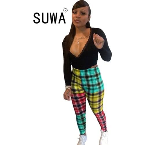 2021 Hot Deals Classic Fashion Plaid Pencil Pants Trousers Women Workout Clothes High Waist Vintage Casual Sweatpants Wholesale