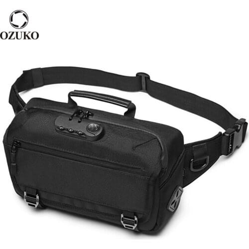 OZUKO New Multifunction Anti-theft Men Waist Bag Outdoor Sports Fanny Pack Male Waterproof Travel Chest Belt Bags for Cell Phone