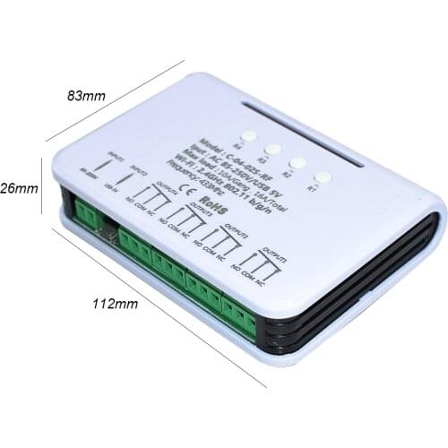 4CH Smart Ewelink WiFi Switch Module With Shell 7-32V 85-250V 12A Relay RF Remote Control Smart Timer Alexa Google Home