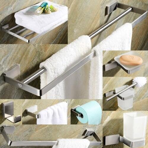 Bathroom Accessories Set Brushed Finish Wall Toilet Paper Holder Towel Bar Shelf Brush Holders Bath Hardware Set 10 Choice