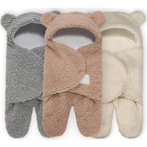 Baby Wrap Adjustable Warm And Ultra-Soft Fluffy Fleece Infant Babies Recieving Blanket 0-6 Months Toddler Sleeping Bags