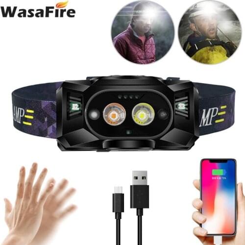 Motion Sensor Headlamp XPG LED Head Torch USB Rechargeable Headlight Waterproof Super Bright Head Light for Fishing Camping