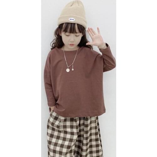 2021 new girls boys t shirt autumn cotton full sleeve fashion kids top 2-8 years WU953