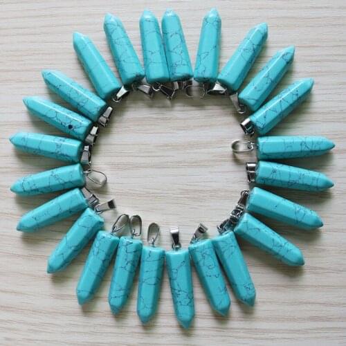 Wholesale 20Pcs Fubaoying Charms Hexagonal Bullet Shaped Teardrop Stone Free Shipping Chakra Pendants For Earring Necklace