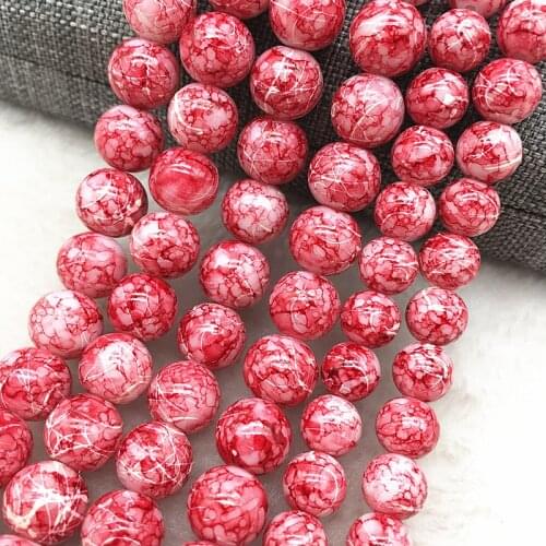 Wholesale 4/6/8/10mm Glass Beads Round Loose Spacer Beads Pattern For Jewelry Making DIY Bracelet Necklace #37