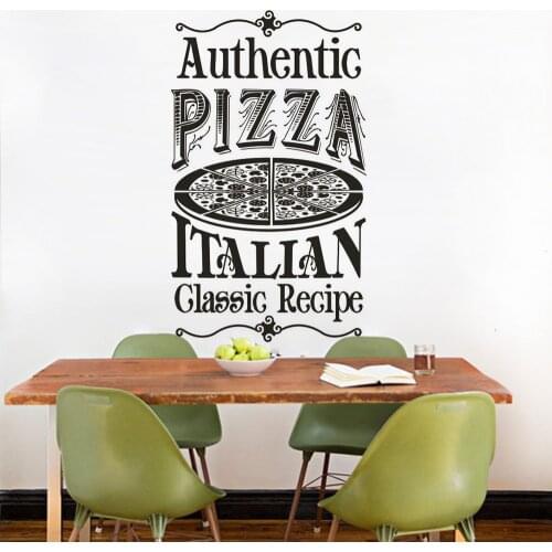 Authentic Pizza Logo Wall Sticker Pizza Store Decoration Pizzeria Stytle Wall Decals Removable Pizza Food Wall Poster AZ236
