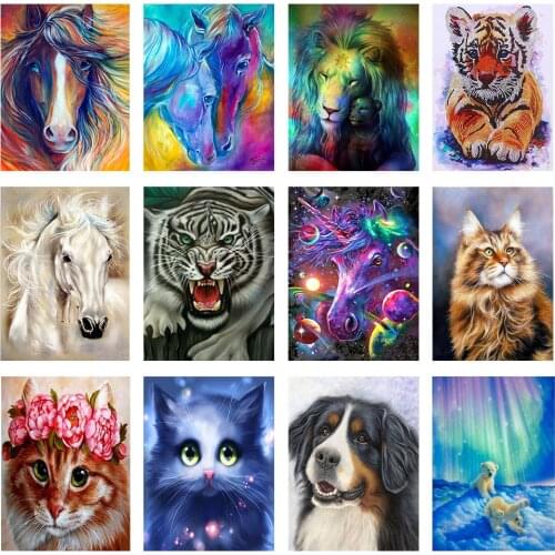 Full Round 5D Diamond Embroidery Mosaic Art DIY Diamond Painting Cross Stitch Kits tiger pattern Rhinestones Home Decor Gifts