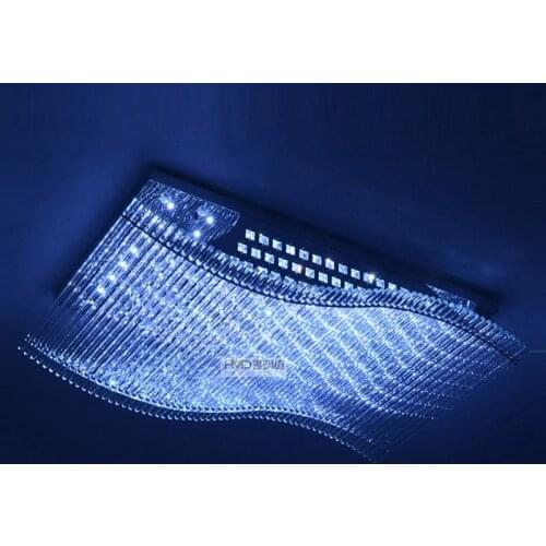 Modern 50W LED Living Room Sail Shape Luxury Crystal Glass Sticks Ceiling Lamp L43" x W28" x H8" Creative Ceiling Lights