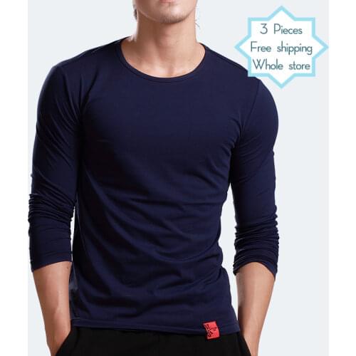 2021 Micro-Elastic Long-Sleeved Bottoming Shirt Fashion Youth Casual Self-Cultivation Multi-Color Round Neck Trendy T-Shirt Men