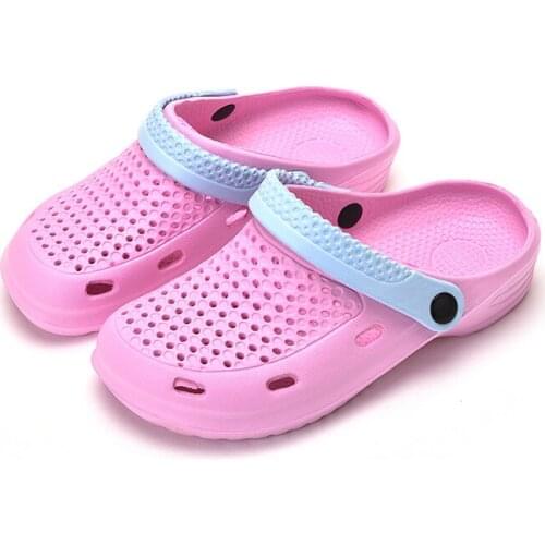Summer Mens and Womens Hole Shoes Childrens Sandals Breathable Flat Bottom Sandals Garden Couple Small Hole Anti Slip Sandals