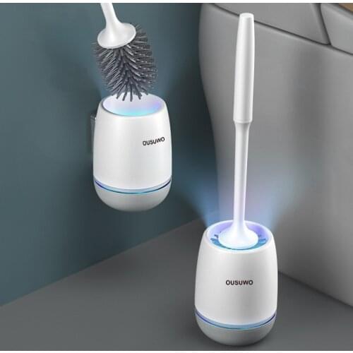 Silicone TPR Toilet Brush and Holder Quick Drain Cleaning Brush Tools for Toilet Household Items WC Bathroom Accessories Sets