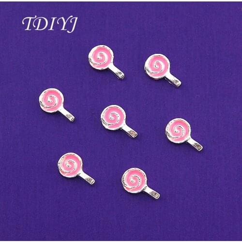TDIYJ New Arrival 7mm Pink Lollipop Floating Charms for Glass Memory Locket as Halloween Gifts to Child 20pcs/lot