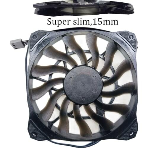 Slim 15mm Thickness 12cm cooler for Small Case Big Airflow of 53.6CFM 120mm PWM Controlled Fan With De-vibration Rubber