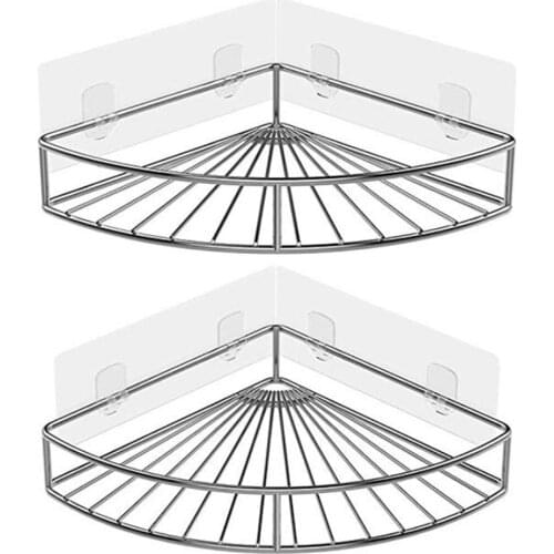 2pcs Bathroom Corner Shelf Stainless Steel Shower Shelf Cosmetic Organizer Shampoo Rack Shower Caddy Wall Shelves Accessories