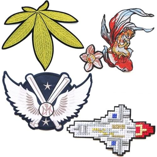 Animal Cartoon Decorative Patch Sword Baseball Maple leaf icon Embroidered Applique Patches For DIY Iron on Badges on backpack