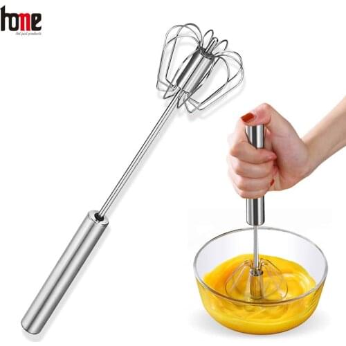 Egg Beater Mixer Rotating Whisk Semi-Automatic Egg Beater Stainless Steel Manual Kitchen Accessories for Home Baking Non-Electri