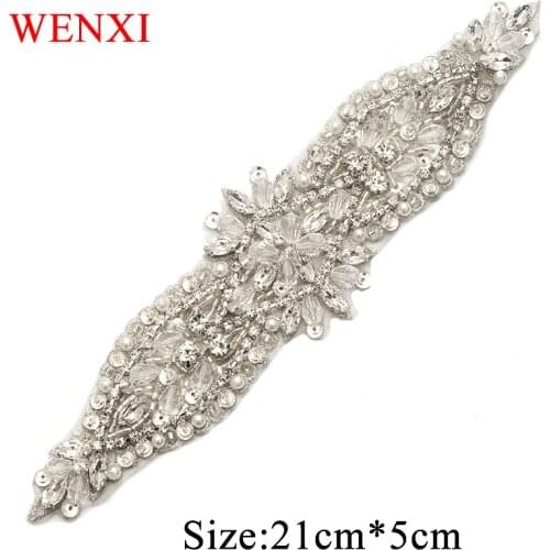 WENXI (5pcs) Wholesale Luxury Rhinestones Appliques Sewing On For Bridal Dress Sash DIY Wedding Grown Dress Belt WX890