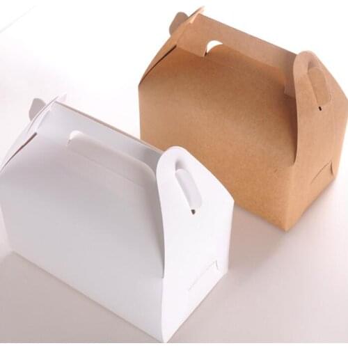 15pcs/lot Wholesale Kraft paper Cake Box with handle,brown cup cake box with handle,wedding paper cardboard cake box white