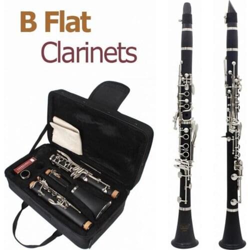 17 Keys bB Flat Clarinet Bakelite Body Nickel Silver Plated Keys with 10 Reeds Cork Oil Tube Cloth Screwdriver Storage Box Hot