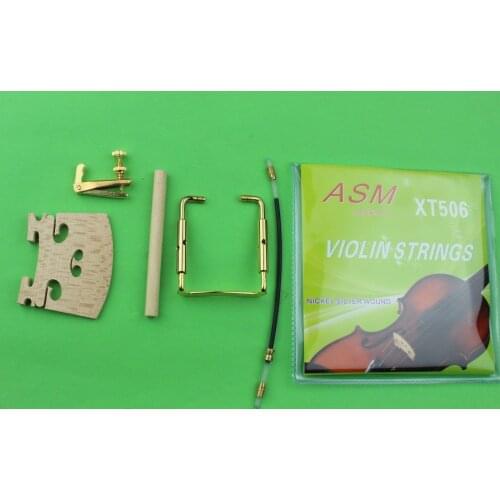 2sets 4/4 violin parts string bridges tuners tail gut chinrest screw sound post