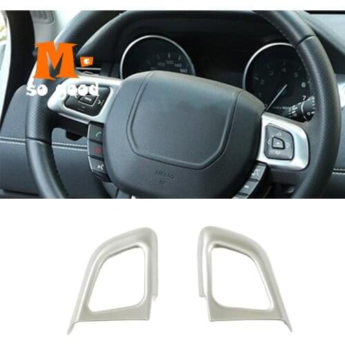 ABS Matte For Land Rover Range Rover Evoque 2012+ Car Steering wheel Button frame cover trim car styling Accessories 2pcs