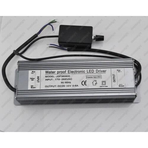 200W Dimmable Constant Current LED Driver IP67 Waterproof AC100-230V to DC25-36V 0-6A for 200W High Power LED Light