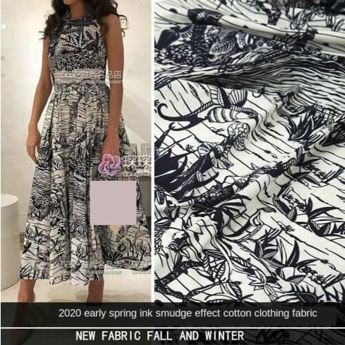 2020 Cotton Fabric For Dress Early Spring New Couture Clothing Digital Printing Ink Blooming Effect Handmade Cloth