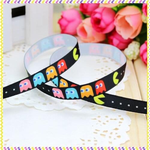 3/8'' Free shipping game printed grosgrain ribbon hair bow headwear party decoration wholesale OEM 9mm D155
