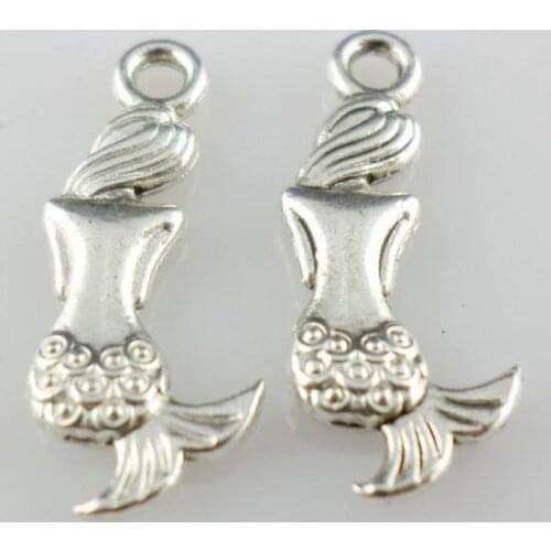 48pcs Tibetan Silver Mermaid figure Charms Crfts Pendants 8x20mm Jewelry Findings
