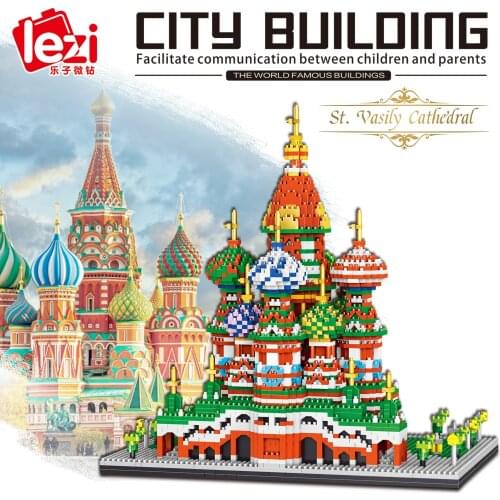 4872pcs+ Russia Famous Architecture Saint Basils Cathedral Building Blocks 3D Model Micro Diamond Bricks Toys For Collection