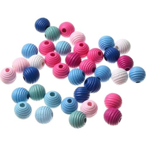 50pcs Wooden Beehive Beads for DIY Crafts Kids Toys Teething Pacifier Clip Spacer Beading Loose Beads
