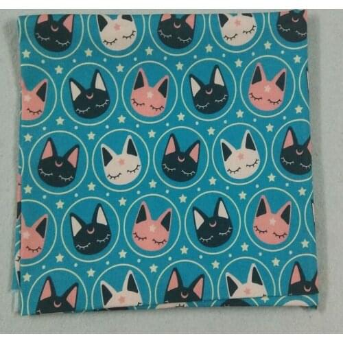50x105cm Catoon Black White Pink Girl Cats Printed Cotton Fabric Cat Fabric Patchwork Cloth Bag Home Decor