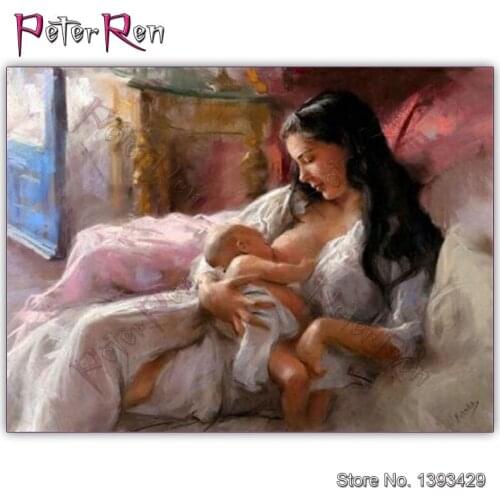 5D Diamond Painting Breastfeeding Mother Cross Stitch Diamond Embroidery DIY Full Mosaic crystal sequins Sticker Home Decoration