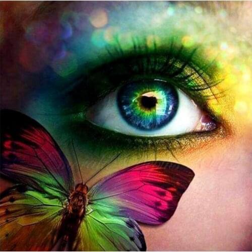 5D full DIY Diamond Embroidery "Butterfly eyes" wall sticker painting Cross Stitch 3D Rhinestone mosai room decor--1-LH061