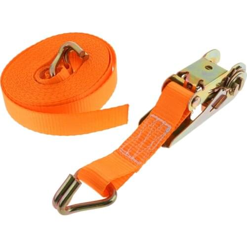 Premium 6m 1'' Orange Polyester Ratchet Tie Down Strap Webbing with Double J Hooks Lashing Cargo Lorry Car Marine Boat