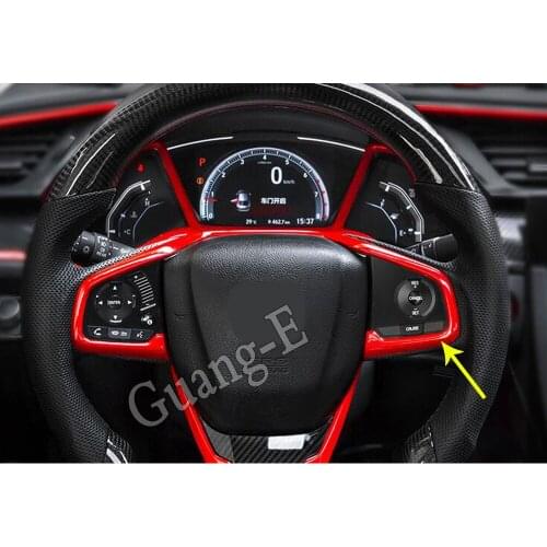 Car Sticker Cover Trim Lamp Frame ABS Steering Wheel Interior Kit Switch Parts 1pcs For Honda Civic 10th Sedan 2019 2020 2021