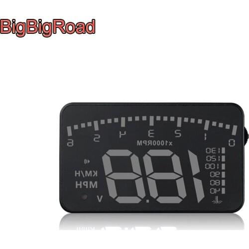 BigBigRoad Car Hud Display For Volkswagen Tiguan L T-Cross Cross Santana Touran Bora T-ROC Windshield Projector Overspeed Alarm