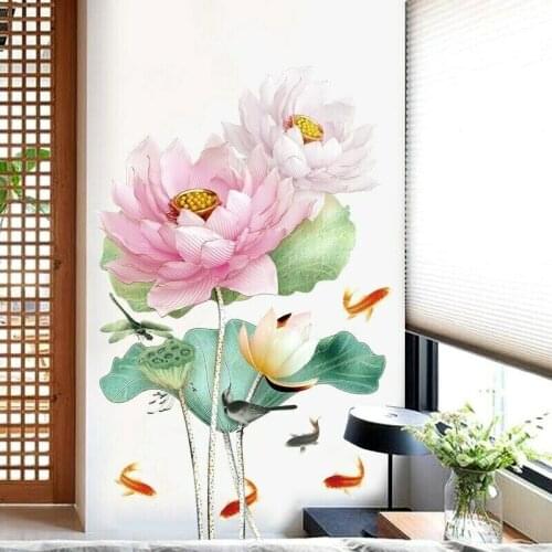 Large Lotus Wall Stickers Living Bedroom Home Decor Home Office Wall Decor Mural