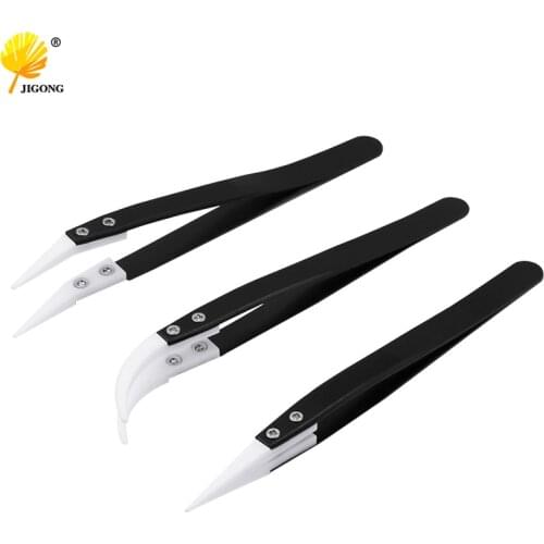 Black Straight + Curved Nail Art False Fake Eye Lashes Eyelash Extension Tweezers Nippers Pointed Clip Nail Art Tool anti-stati