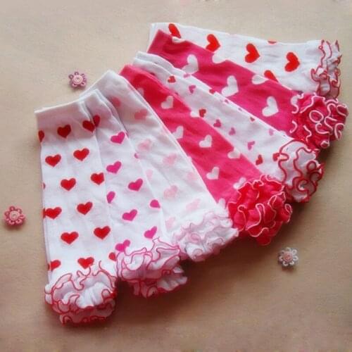 Baby Leg Warmers Kids Legging Tights Cotton Heart Socks Valentines Day Infant Toddler Ruffle Warmers Lovely Kniekousen Meisje